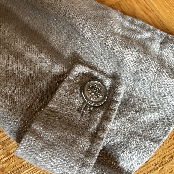 Linen blend tan silver metallic blazer. Fits S/M. - Picture 4 of 8